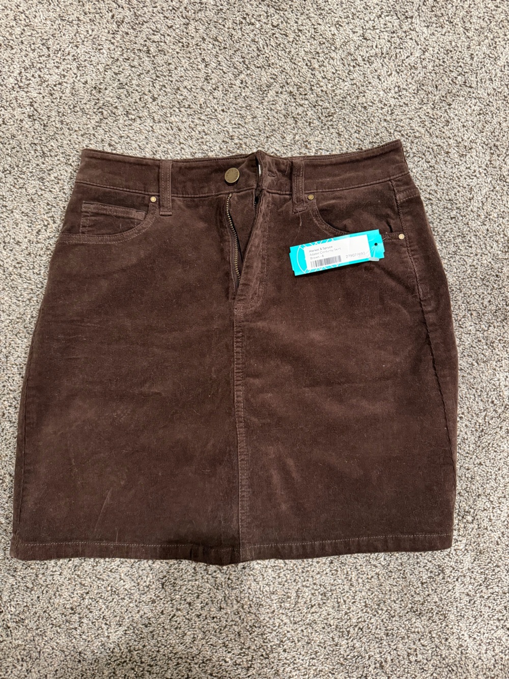 Market & Spruce Brown Corduroy Straight Skirt